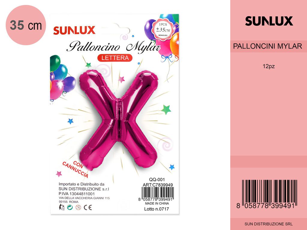 Palloncino Mylar Fucsia Lettera X